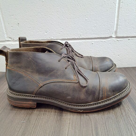Timberland Chukka Boots. Distressed Black Leather Lace Up Boots Men's Size 12 - Picture 3 of 8